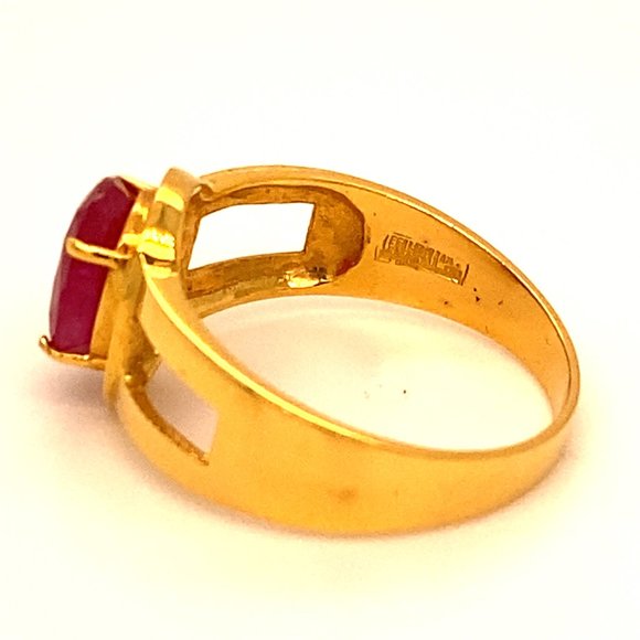 GIA Certified Ruby 2.66ct Solid 21K Gold Ring - Picture 6 of 9